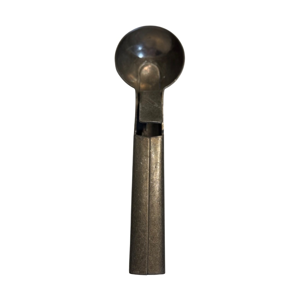 VTG Peerless Ice Cream Scoop Silver Metal Thumb Lever Mechanical Pat 2756698 USA